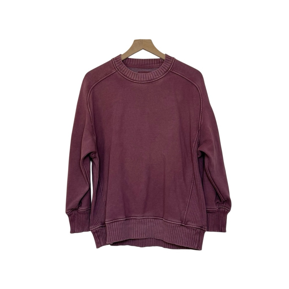 Aerie Crew Neck Pullover Oversized Sweatshirt Purple Cozy Size Small